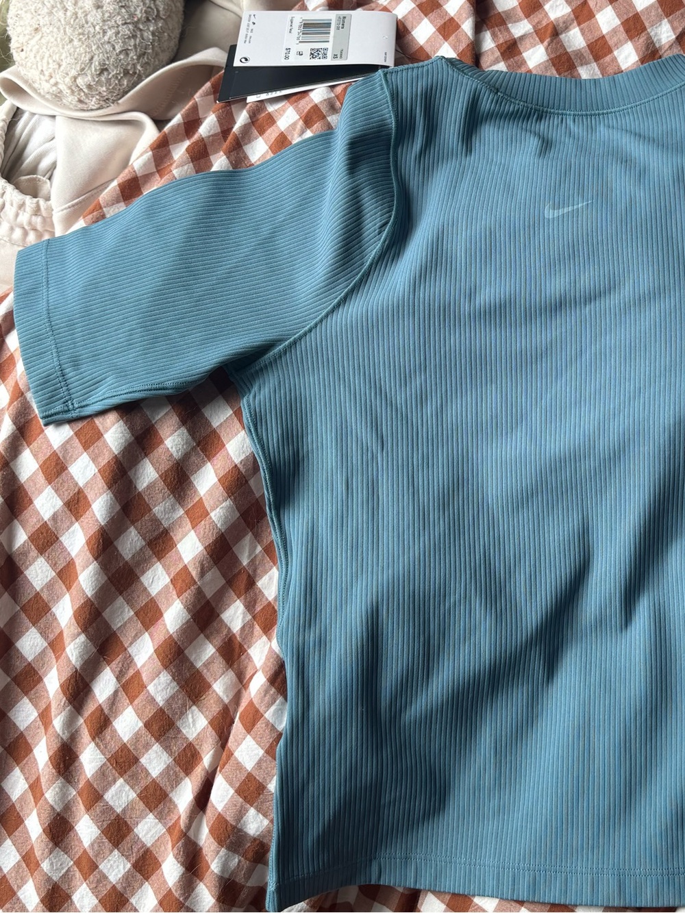 Nike Blue Ribbed Short-Sleeve Shirt